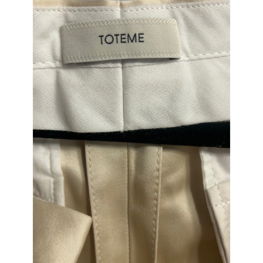 Toteme Low-Waist Satin Trousers Womens 36 Champagne Beige Excellent Straight Leg - Picture 7 of 9